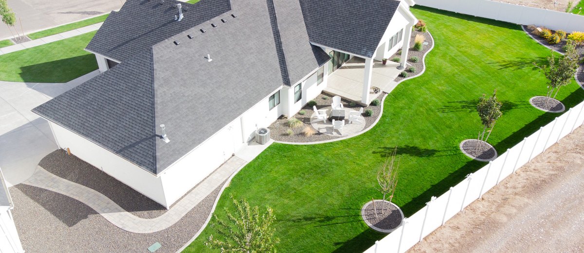 Aerial view of J&F landscape work